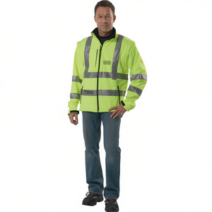 <b>High</b>-<b>Visibility</b> Yellow <b>Softshell</b> <b>Jacket</b> with Reflective Stickers & Lights Promotional Product - Product Image 2