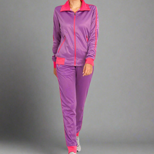 Chándal de 2 piezas personalizado de calidad superior morado OEM para mujer, conjunto a juego de 2 piezas de longitud completa para mujer y conjunto de chándal para mujer - Product Image 1