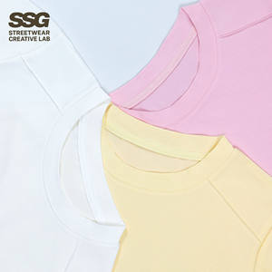 T-shirt corta estiva da donna slim fit, tinta unita, girocollo, manica corta, <span class=keywords><strong>top</strong></span> alla moda con dettaglio a spina di pesce - Product Image 2