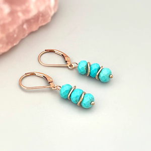 Bijoux en argent 925 personnalisés originaux, boucles d'oreilles en turquoise, simples et élégantes, de haute qualité à prix abordable - Product Image 1