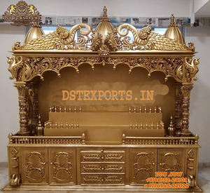 Templo Hindú de Estilo Moderno de Gran Tamaño con Tallado Pesado de Pavo Real, Templo de Madera de Teca de Tamaño Personalizado para Decoración del Hogar - Product Image 5