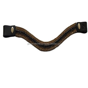 Correa de cuero para cejas de alta calidad, 5 filas de cristales dorados y negros, diseño personalizado, cómoda, precio al por mayor, 2023 - Product Image 1