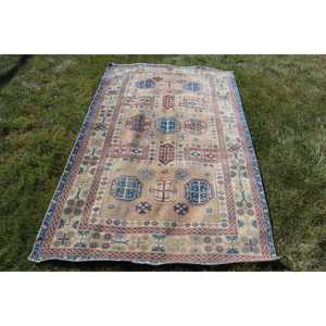 Alfombra de 4.3x7 pies, Alfombra Turca, Alfombra Azul Sólida - Product Image 1