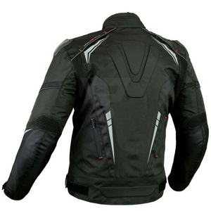 Chaqueta de cuero de carreras de alta calidad al por mayor armadura protectora para montar en motocicleta negro blanco rojo tiras ropa deportiva - Product Image 5