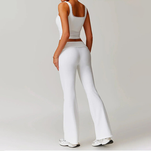 2025 femmes 2 pièces sans couture séchage rapide sport Yoga ensemble personnaliser Logo sans manches vêtements de sport respirant léger motif solide - Product Image 5