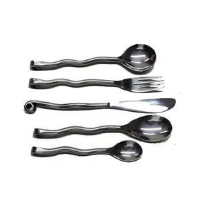 Handmade Tabletop Flatware Set Vàng PVD tráng thiết kế hấp dẫn với 5 dĩa thìa dao mới nhất đến Bạc - Product Image 4