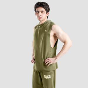 เสื้อกล้ามออกกำลังกายแบบมีฮู้ด Solid Olive Perform ไซส์ XL ระบายอากาศได้ดี ผลิตจากผ้าถัก ตกแต่งลายพิมพ์ เหมาะสำหรับฤดูร้อน - Product Image 3