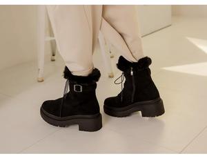 Giày bốt nhung chống thấm nước của Ann'S Giày bốt công sở đế bệt màu đen 5Cm dành cho nữ Lót lông mùa đông - Product Image 4
