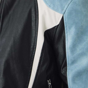 Venta en línea Chaqueta de cuero para hombre Cuello alto Atractivo Tamaño regular Color sólido Bolsillos laterales Precio bajo Bolsillos laterales Estilo - Product Image 6