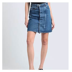กางเกงยีนส์ขาสั้นผ้าฝ้าย100% ระบายอากาศได้ดีของผู้หญิงกระโปรงบานสีฟ้าเซ็กซี่กางเกงยีนส์กางเกงผ้าทอแบบไม่มีซับในซักแบบลำลอง - Product Image 4