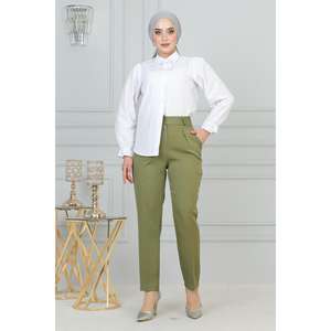 Pantalon décontracté coréen pour femme à double boutonnage, respirant, avec technique froissée, idéal pour le bureau, couleur délavée - Product Image 5