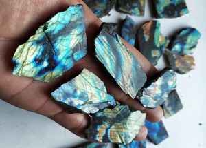 Lot de pierres précieuses en vrac naturelles Multi Flashy Labradorite Slice Cabochon pierres polies pour la fabrication de bijoux - Product Image 4