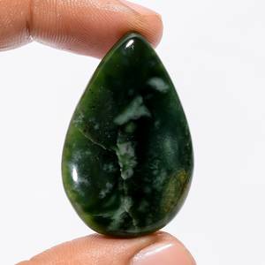 Cabujón en forma de pera de Jade nefrita Hermosa calidad de Grado Superior 100% Piedra preciosa suelta natural para hacer joyería 42Ct. Gema de 36*23*6mm - Product Image 3