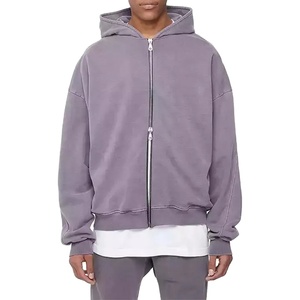 Sweat à capuche oversize vintage personnalisé avec fermeture éclair intégrale, délavé à l'acide, pour homme - Product Image 6