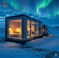 Maisonnette noire préfabriquée de luxe pour camping, cabane pour hôtel boutique, complexe forestier, Airbnb, projet de location de vacances