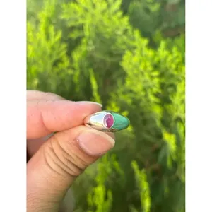 925 <b>Silver</b> Boho <b>Statement</b> <b>Ring</b> with Oval Cut Ruby Handmade Romantic Jewelry Featuring Bezel Setting for Everyday Wear - Product Image 1