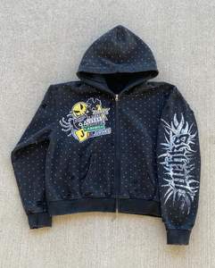 เสื้อฮู้ดดี้ผ้าฟลีซกันหนาวแบบโอเวอร์ไซส์ สไตล์สตรีทแวร์ ผ้าคอตตอนผสมสแปนเด็กซ์ ปักลาย ปักคริสตัล พิมพ์ลาย แห้งเร็ว ไม่ยับ ผลิตตามแบบ ODM - Product Image 1