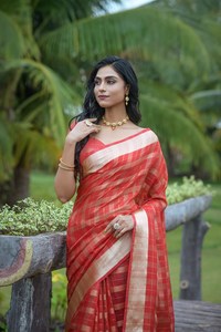 Nouveau saree en soie Lichi doux de vêtements de fête de créateur personnalisé avec chemisier attaché Letest matériel pour femme vente en gros et fournisseur - Product Image 5