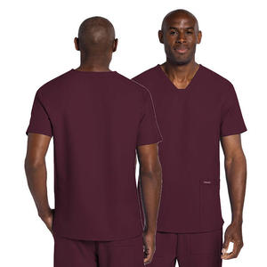Uniformes de hospital elásticos de poliéster cómodos y elegantes uniformes médicos grises para hombre con conjunto de camisa y pantalón de encaje - Product Image 1
