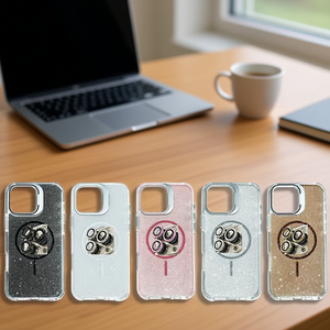 Funda Brillante para iPhone 17 con Soporte, Doble Material, Protección Total con Airbag y Cubierta para Lente - Product Image 3