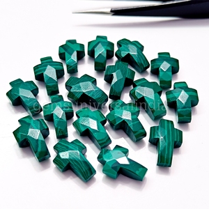 Natural Malachite Faceted Cross Shape Carving Gemstone Polished <b>Beads</b> for Jewelry <b>Making</b> 15mm Malachite Carved Crystal Charms - Product Image 5