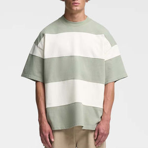 Camiseta de Hombre de Manga Corta, Personalizada OEM, 240 g/m², Rayas de Colores Combinados, Informal, 100% Algodón, Ecológica, Transpirable, Corte Holgado - Product Image 2