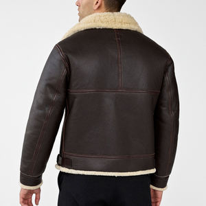 <b>Men's</b> Casual Custom <b>Sheepskin</b> Leather <b>Jackets</b> Genuine Shearling Bomber <b>Jacket</b> Street Wear <b>Jacket</b> - Product Image 2