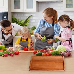 ถาดไม้มะม่วงสี่เหลี่ยมหรูหราพร้อมที่จับสามเหลี่ยมดีไซน์สุดหรูถาดเสิร์ฟอาหารอเนกประสงค์ในครัวสีน้ำตาลเงิน - Product Image 1