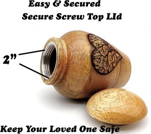 Urnes de crémation en bois pour cendres Adulte Homme/Femme Arbre de Vie Coeur Graver-Urnes décoratives-Petite urne de crémation en bois pour Fune - Product Image 5