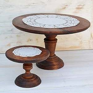 Elegant and Stylish Round Wooden <b>Cake</b> <b>Stand</b> for Serving Food for Weddings and Parties Available at Discounted Price - Product Image 3
