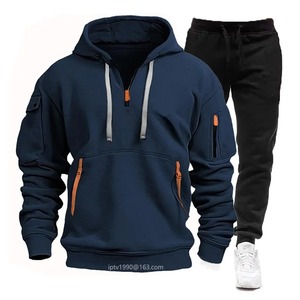 Men's Sports Suit, Hooded <b>Sweatshirt</b> and Zippered Sweatpants, Multiple Pockets, Spring and Autumn - Product Image 4