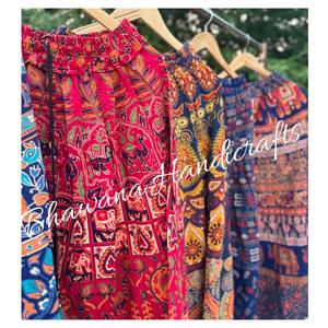 Pantalones Palazzo de algodón hechos a mano multicolor, pantalones indios Pantalones de yoga acampanados anchos, pantalones de algodón - Product Image 4
