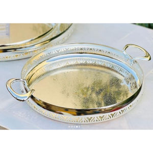 Plateau de service rond de conception moderne avec poignées Plateau de service de thé et de café de table à un prix raisonnable - Product Image 2