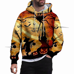 Sudadera con capucha de algodón 100% para hombre, nueva moda, manga larga, ajuste holgado, informal, Polar, sublimación térmica, ropa de calle de Halloween - Product Image 1