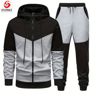 Ensemble de survêtement pour homme en vente chaude, hiver, coton de haute qualité, uni, léger et respirant, sweat à capuche zippé, style 2025, impression de logo personnalisée - Product Image 1