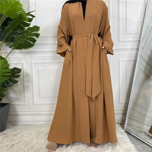2023 dubaï Ramadan vêtements islamiques pour femmes solide Satin doublé Khimar Robe Jilbab Hijab Abaya caftan Robe - Product Image 4