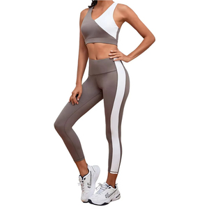 Conjunto Deportivo de 2 Piezas para Mujer, Sujetador Deportivo y Leggings, Alta Elasticidad, Transpirable, para Fitness, Yoga, Gimnasio, Entrenamiento, Ropa Deportiva Profesional - Product Image 1