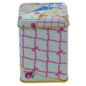 กล่องเก็บของโลหะทรงสี่เหลี่ยม ลายดอกไม้สีทองแบบคินท์ซึกิ ขนาด 75x75x102 มม. ความจุ 0.5 ลิตร ฝาเปิดแบบเลื่อน ลายดอกไม้สวยงาม - Product Image 2