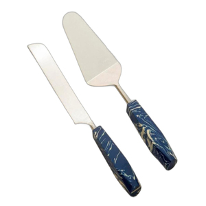 Gran oferta de accesorios para pasteles, acero inoxidable, resina negra, mango largo y afilado, cuchillo para pastel de boda y juego de servidor - Product Image 3