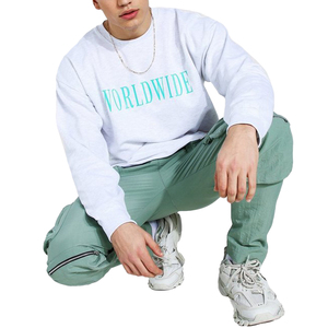 Jersey suave de manga larga para hombre, venta al por mayor, cuello redondo, tejido forrado en blanco, logotipo personalizado, sólido privado, de talla grande - Product Image 1