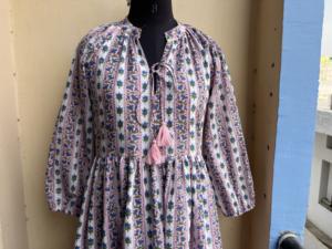 Bohemio Chic Floral mano bloque estampado Midi vestido 100% algodón bordado borla decorado Casual Maxi longitud verano para mujeres - Product Image 4