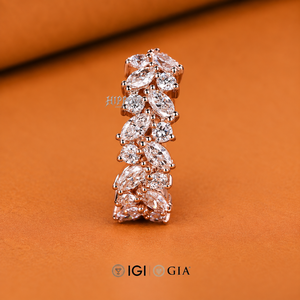 Handmade Marquise Cut Diamond Double Row Wedding Band - Perfect <b>Stacking</b> Bridal <b>Ring</b> Unique Wedding Band for Women - Product Image 2