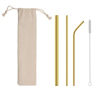 Kraft World – Ensemble de pailles réutilisables en acier inoxydable, écologiques, antidérapantes, portables et lavables, accessoires personnalisés, luxe moderne