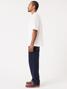 T-shirt en coton blanc surdimensionné pour homme, col rond, manches courtes, couleur unie, coupe décontractée, jersey tricoté, longueur normale - Product Image 2