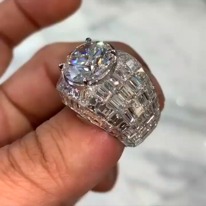 Shining Jewelry 925 Sterling Silver  Ring Custom Hip Hop Rapper Vvs Iced Out Men Hip Hop  Moissanite Ring