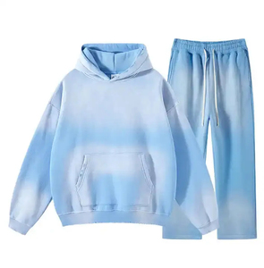 Street Wear Supplier Acid Wash Printed Solid Winter Plus Size Hooded Tracksuit Oversized <b>Distressed</b> Midweight High Street Suits - Product Image 6