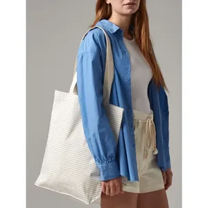 Borsa shopper a righe in cotone biologico, merchandising sostenibile - Product Image 4