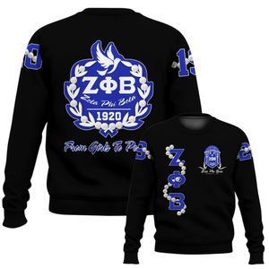 Sudadera Azul con Cuello Redondo de la Hermandad Griega Zeta Phi Beta 1920, Sudadera de Felpa Bordada para Mujer, Servicio OEM, Sudaderas Griegas para Mujer - Product Image 6
