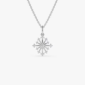 Galaxy Celestial <b>Fine</b> Jewelry 14K Pure Solid Gold Lab Diamond Snowflake Design Pendant Cluster Charm <b>Chain</b> <b>Necklace</b> Gift for Her - Product Image 3