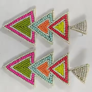 Pendientes bordados con cuentas para mujeres y niñas, Pendientes colgantes de moda de exportación india de MD hancraft - Product Image 5